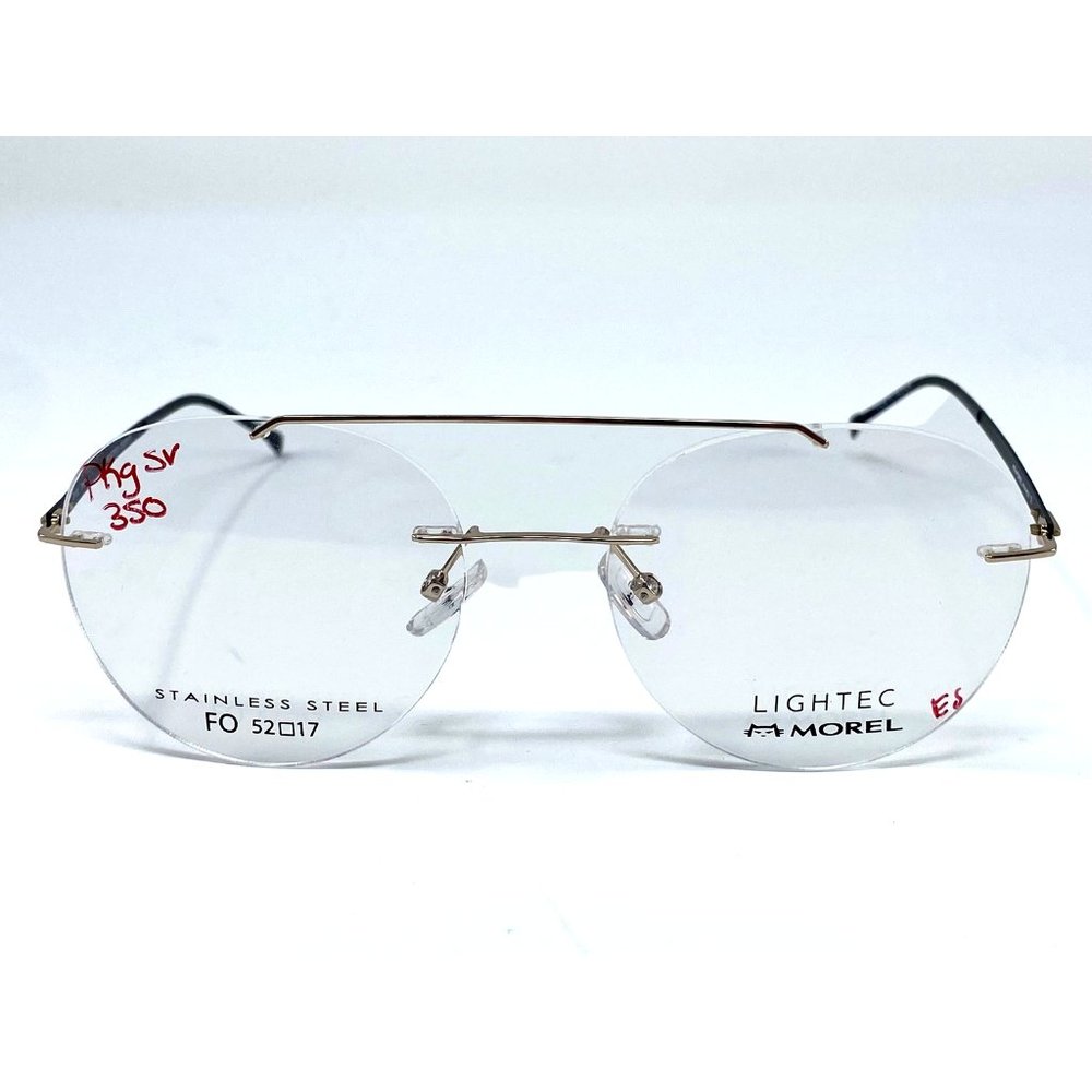 New LIGHTEC Black Double Bridge Stainless Steel Mens Eyeglasses 52-17-